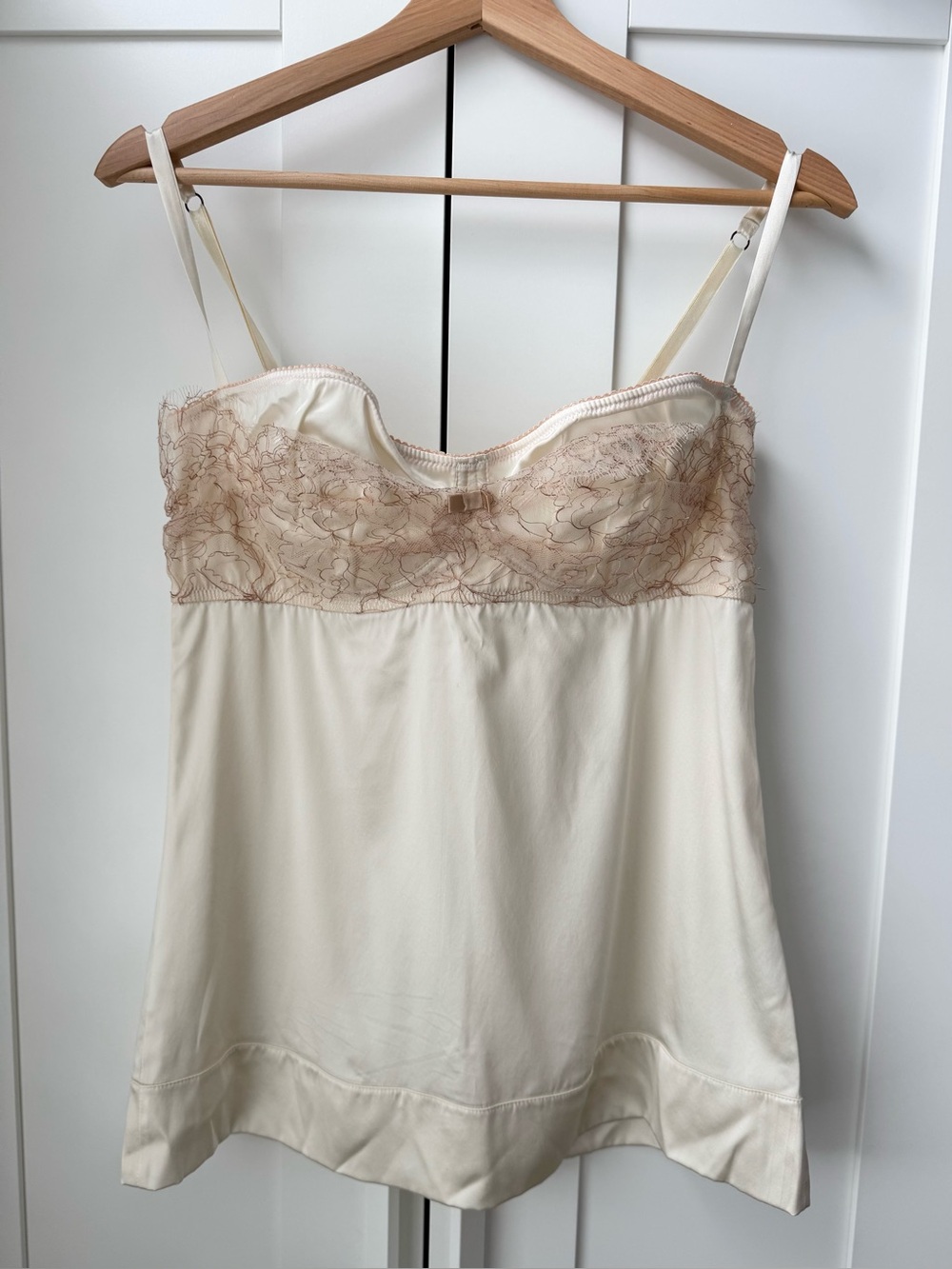 NWT Dolce&Gabbana Cream Lace-Trim satin bustier top
